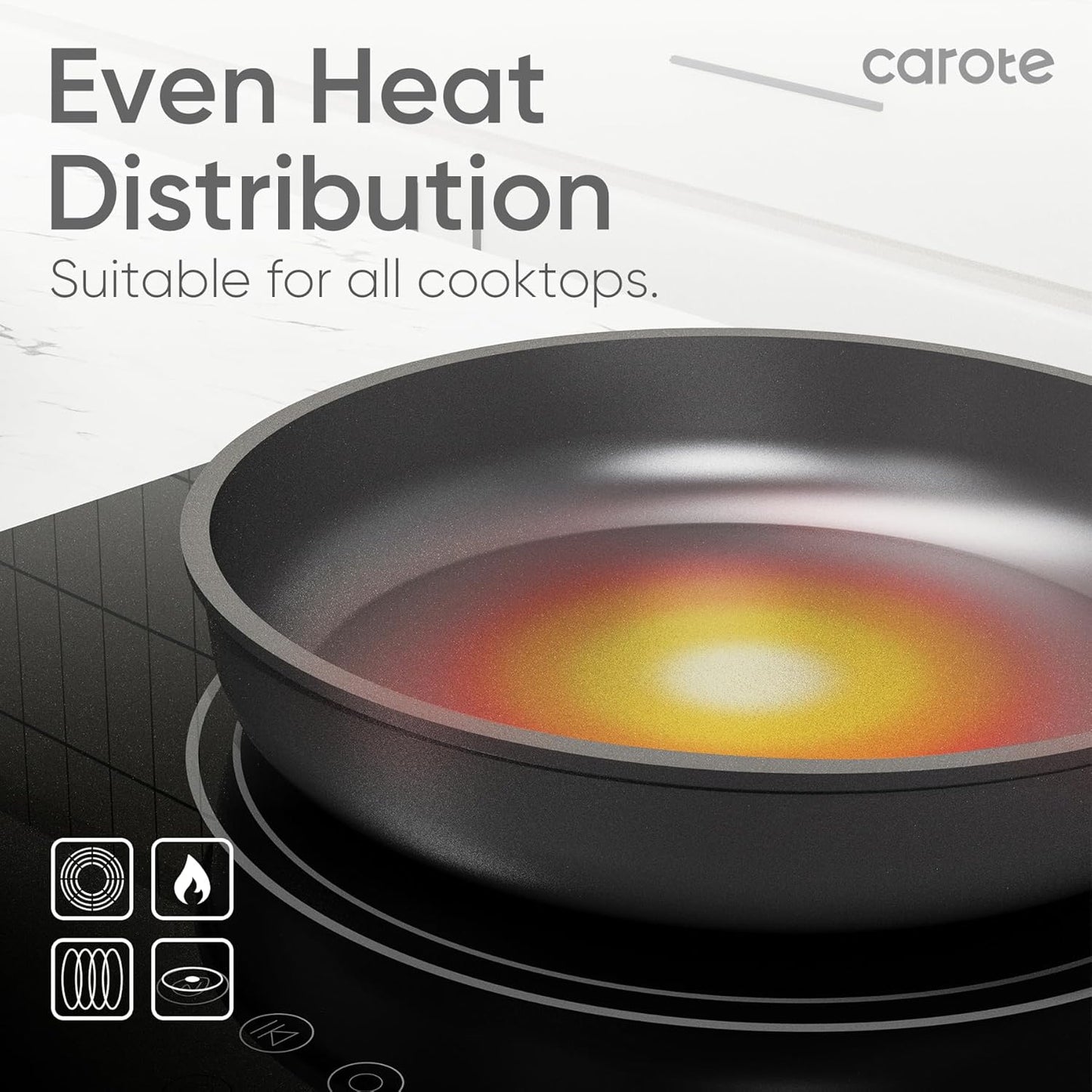 CAROTE Nonstick Pots and Pans, Induction Cookware Set 16pcs Kitchen Cooking Sets, Pot and Pan Non Stick w/Frying pan (PFOS, PFOA Free)