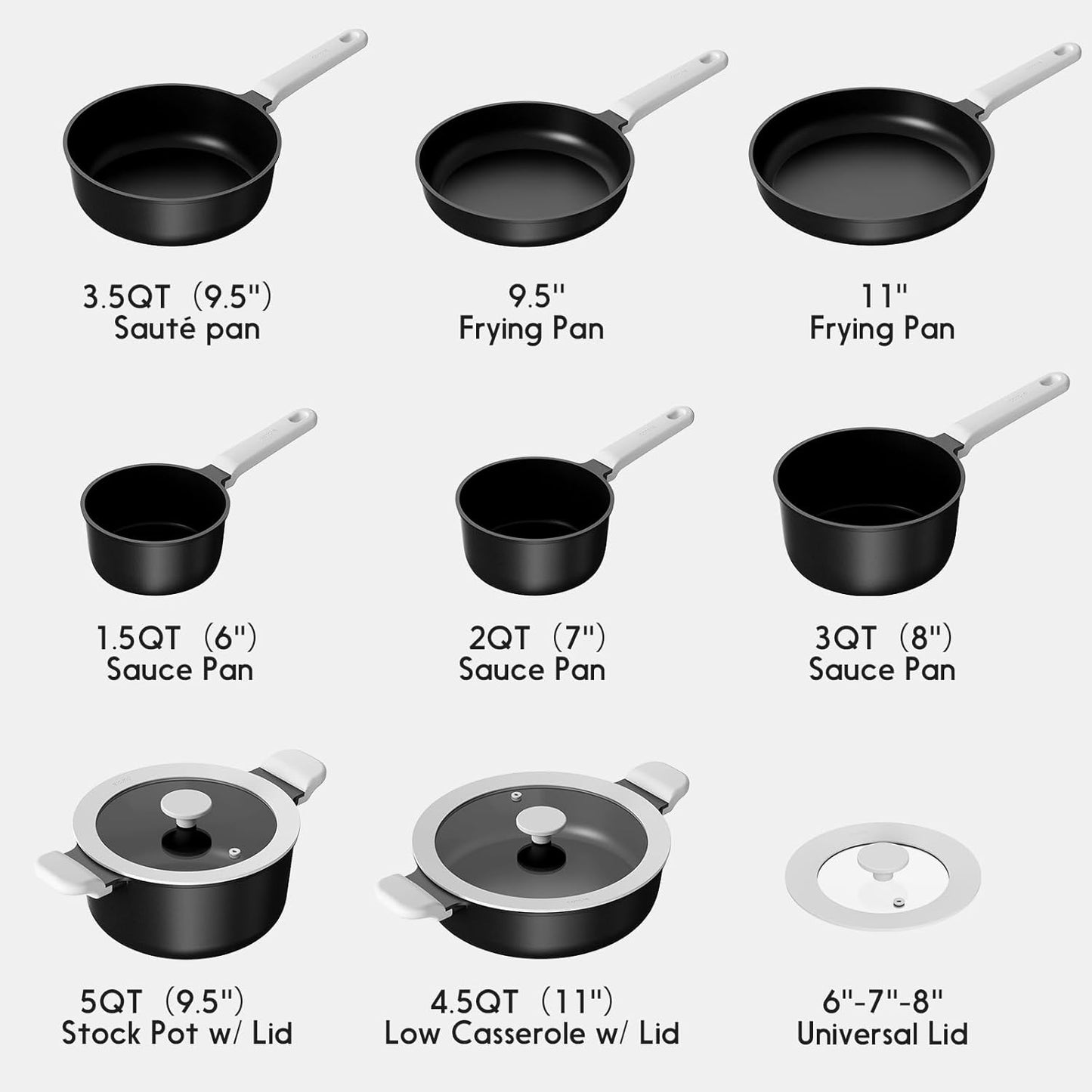 CAROTE Nonstick Pots and Pans, Induction Cookware Set 16pcs Kitchen Cooking Sets, Pot and Pan Non Stick w/Frying pan (PFOS, PFOA Free)