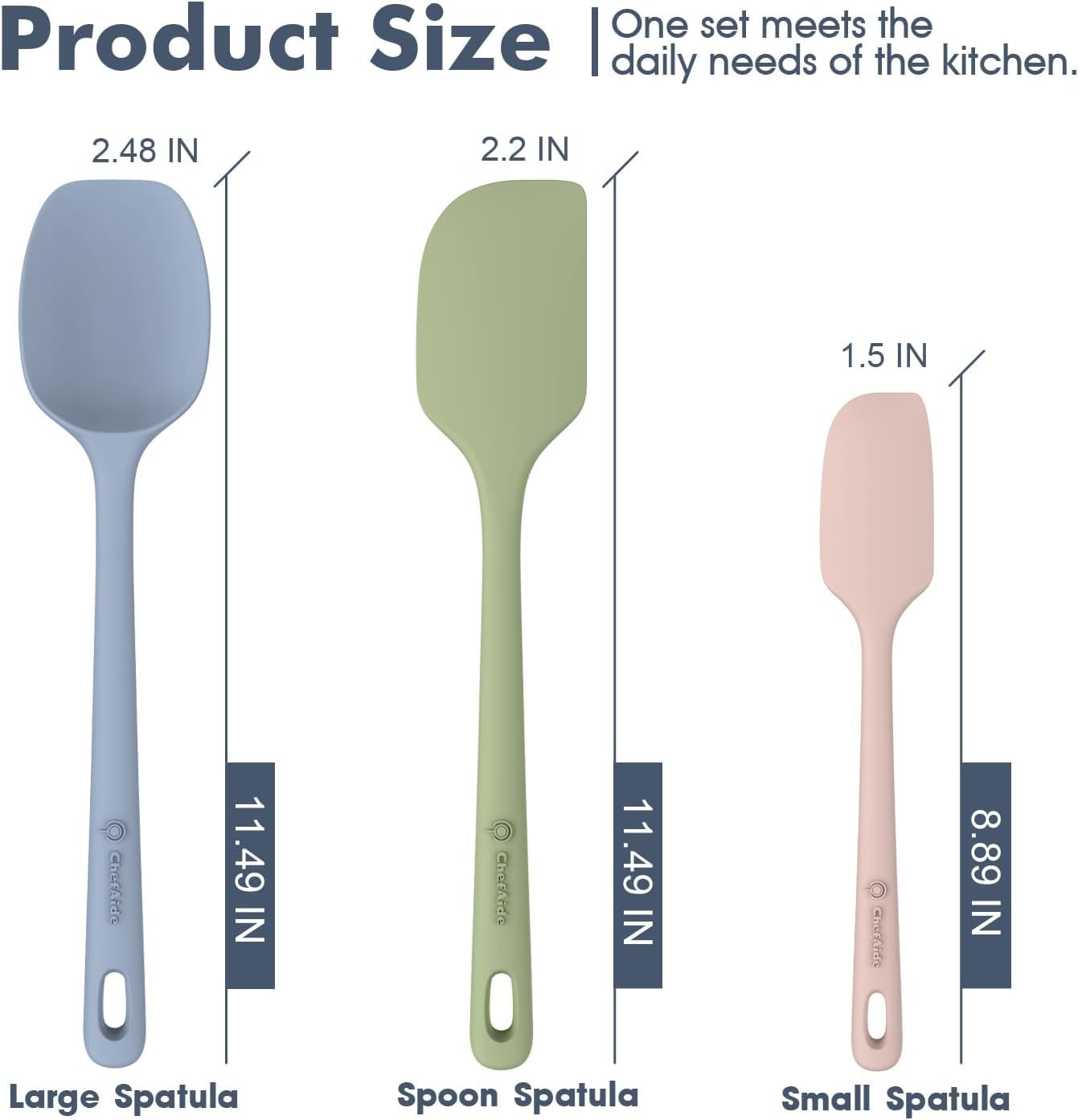 5 Pieces Silicone Spatula Set, Food Grade Rubber Spatula, Upgrade Strong Handle with Ergonomic Grip, Heat Resistant Up to 600°F for Nonstick Cookware, Cooking