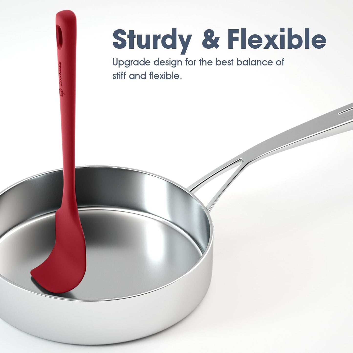 5 Pieces Silicone Spatula Set, Food Grade Rubber Spatula, Upgrade Strong Handle with Ergonomic Grip, Heat Resistant Up to 600°F for Nonstick Cookware, Cooking