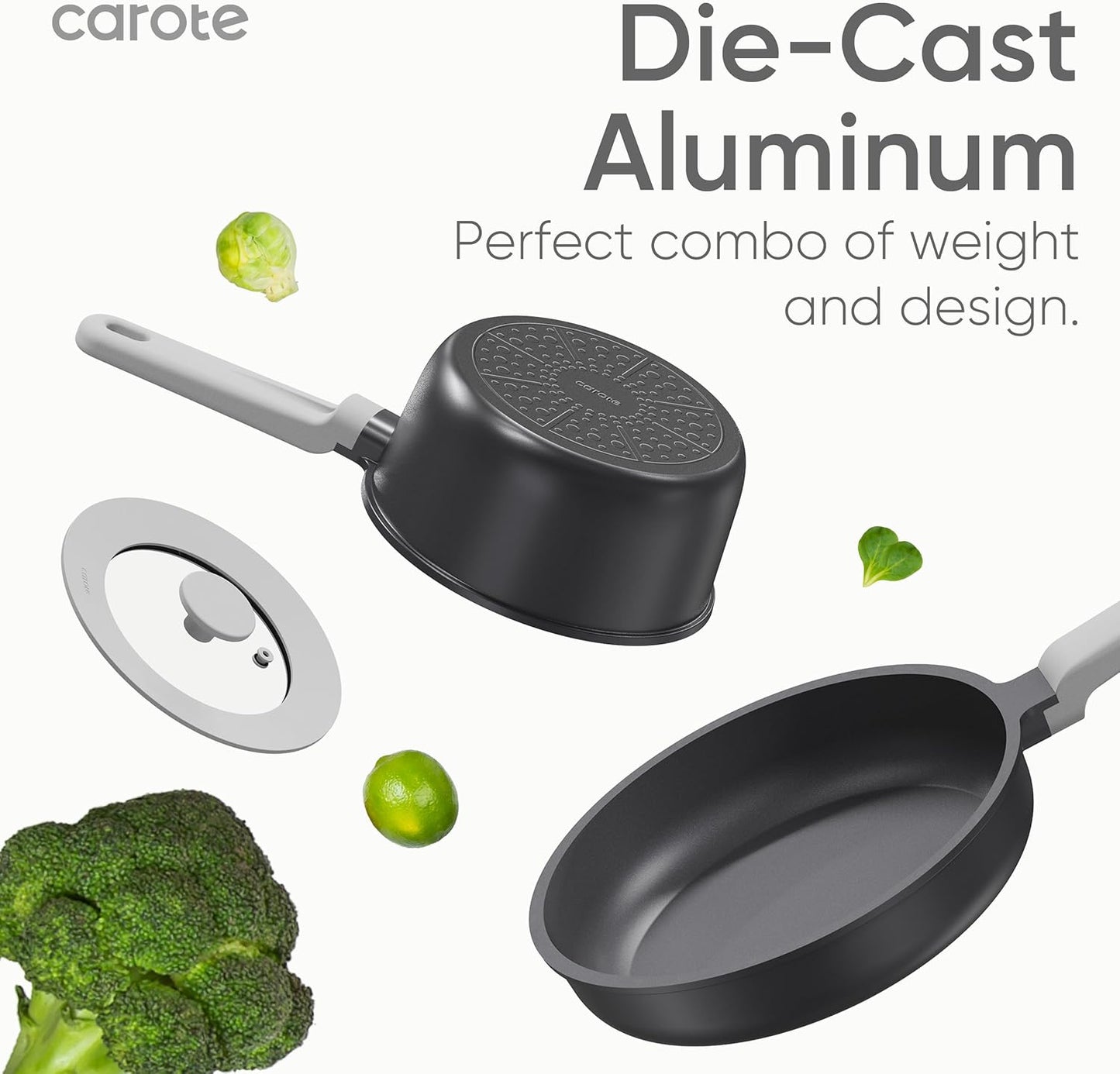 CAROTE Nonstick Pots and Pans, Induction Cookware Set 16pcs Kitchen Cooking Sets, Pot and Pan Non Stick w/Frying pan (PFOS, PFOA Free)