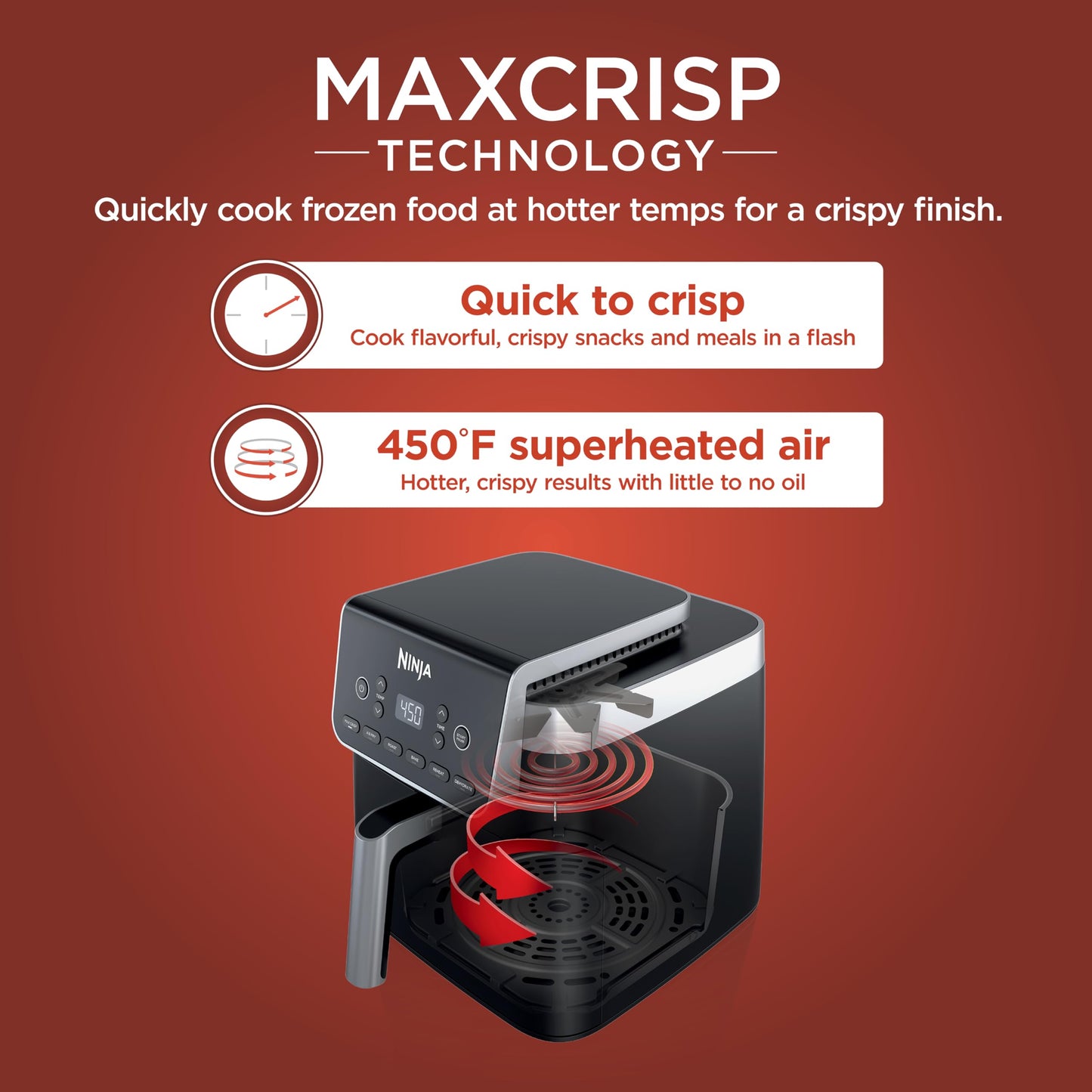 Ninja | Air Fryer | 4-in-1 Pro Air Fry, Roast, Reheat, Dehydrate | 5QT Capacity fits up to 4lbs of French Fries | 400F Max Temp | Nonstick Basket & Crisper Plate | 120V | Grey | AF141