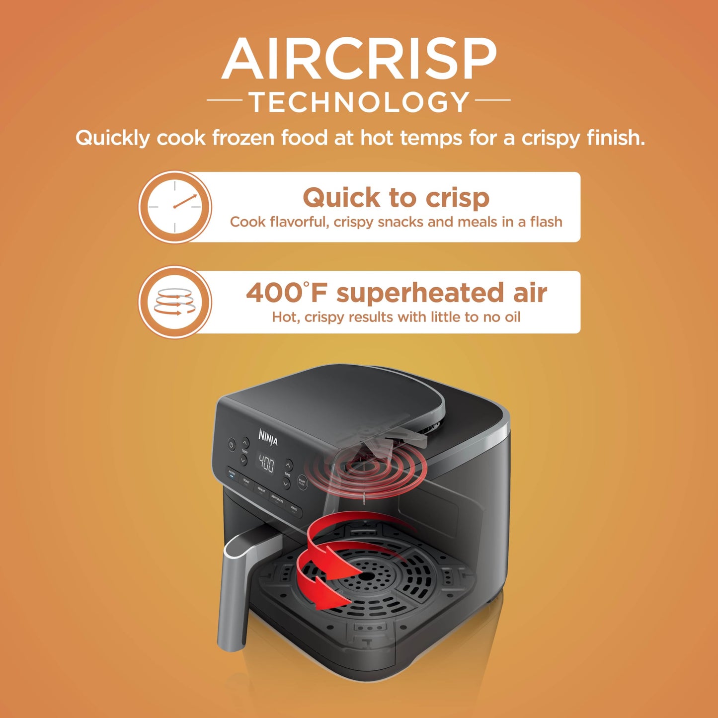 Ninja | Air Fryer | 4-in-1 Pro Air Fry, Roast, Reheat, Dehydrate | 5QT Capacity fits up to 4lbs of French Fries | 400F Max Temp | Nonstick Basket & Crisper Plate | 120V | Grey | AF141
