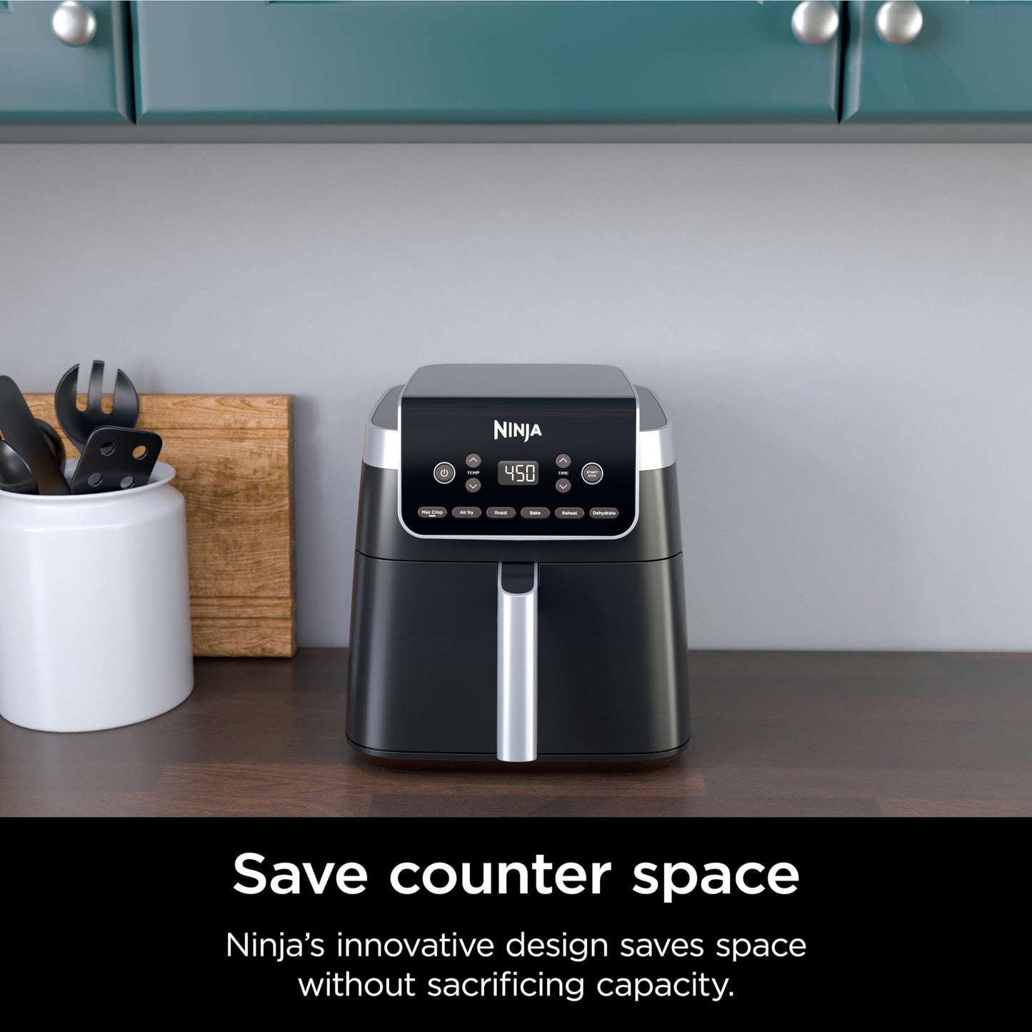 Ninja | Air Fryer | 4-in-1 Pro Air Fry, Roast, Reheat, Dehydrate | 5QT Capacity fits up to 4lbs of French Fries | 400F Max Temp | Nonstick Basket & Crisper Plate | 120V | Grey | AF141