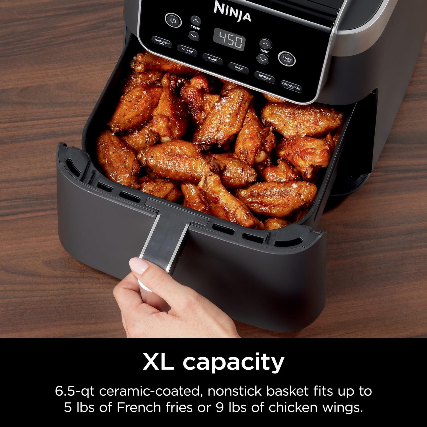 Ninja | Air Fryer | 4-in-1 Pro Air Fry, Roast, Reheat, Dehydrate | 5QT Capacity fits up to 4lbs of French Fries | 400F Max Temp | Nonstick Basket & Crisper Plate | 120V | Grey | AF141