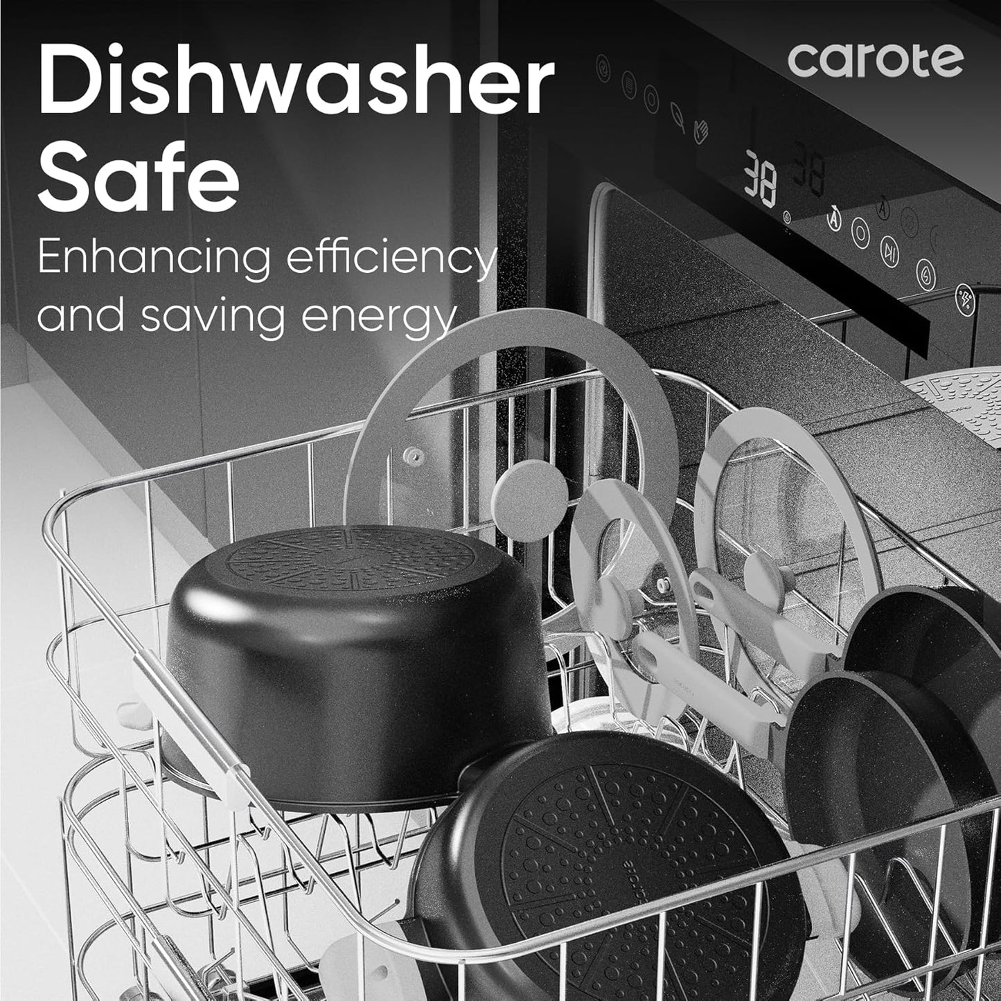 CAROTE Nonstick Pots and Pans, Induction Cookware Set 16pcs Kitchen Cooking Sets, Pot and Pan Non Stick w/Frying pan (PFOS, PFOA Free)