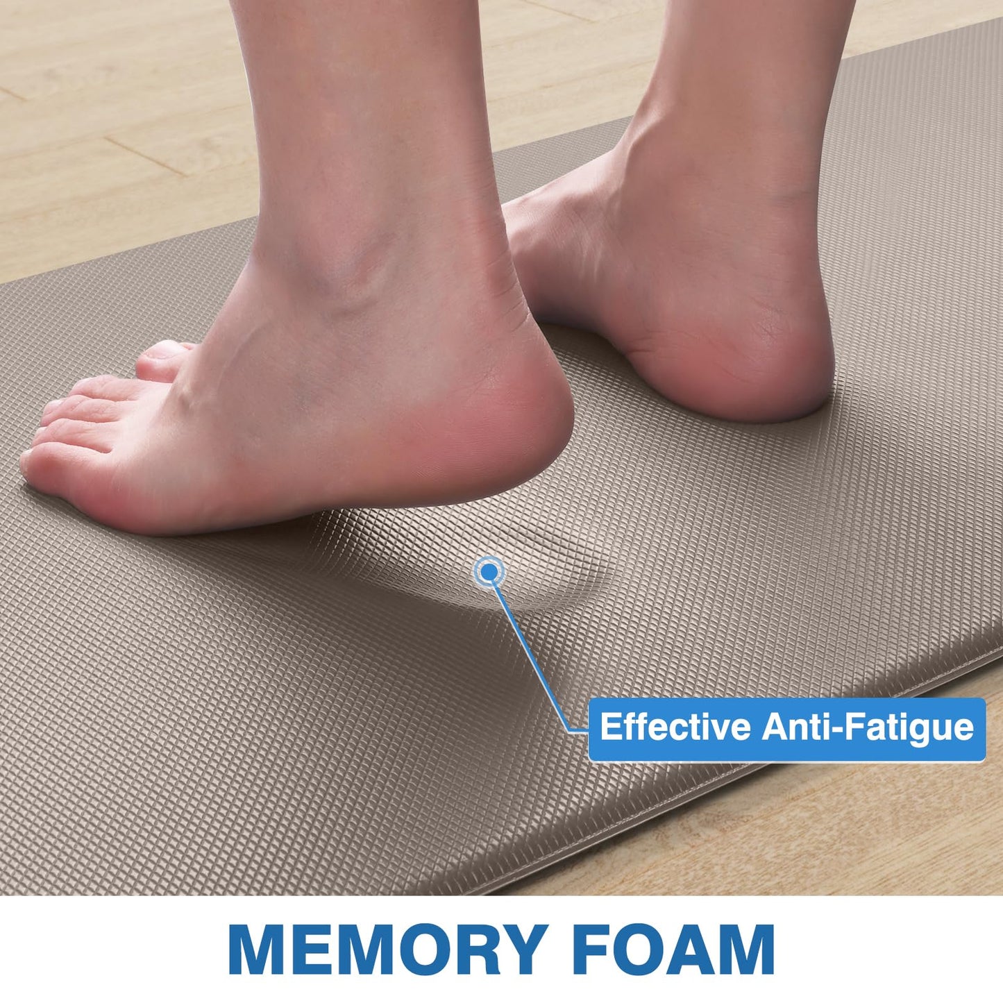 StepRite Kitchen Mats, 2PCS Kitchen Rugs, Cushioned Anti Fatigue Kitchen Mats for Floor, Non-Slip Standing Desk Mat, Waterproof Kitchen Rug Set for Kitchen, Floor, Office, 17.3"x30"+17.3"x47", Black