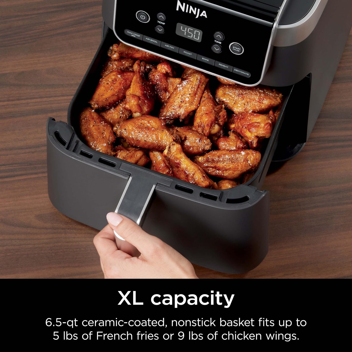 Ninja | Air Fryer | 4-in-1 Pro Air Fry, Roast, Reheat, Dehydrate | 5QT Capacity fits up to 4lbs of French Fries | 400F Max Temp | Nonstick Basket & Crisper Plate | 120V | Grey | AF141